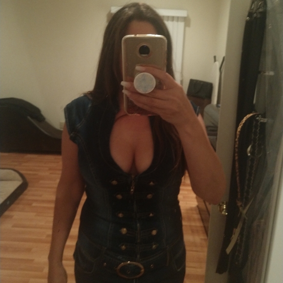 Denim stretch jumpsuit - Picture 3 of 10